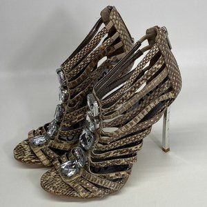 Sam Edelman "HAMPTON" Women's Snake Print Jeweled Leather Pumps Shoes Size 6M.